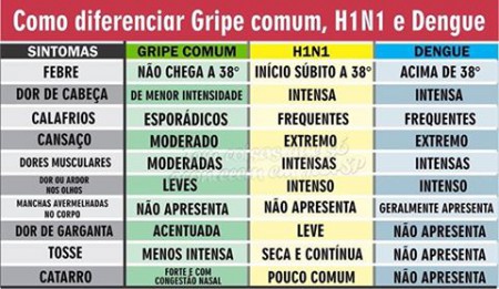 COMO DIFERENCIAR GRIPE COMUM, H1 N1 E DENGUE.